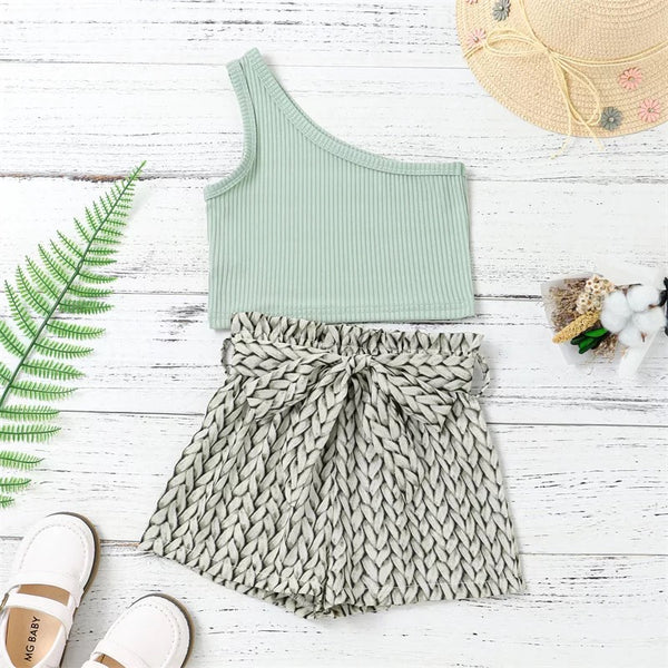 Braided Bow Crop Short Set